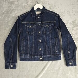 Everlane Womens Denim Jean Trucker Jacket XXS Blue Casual‎ Dark Wash Preppy